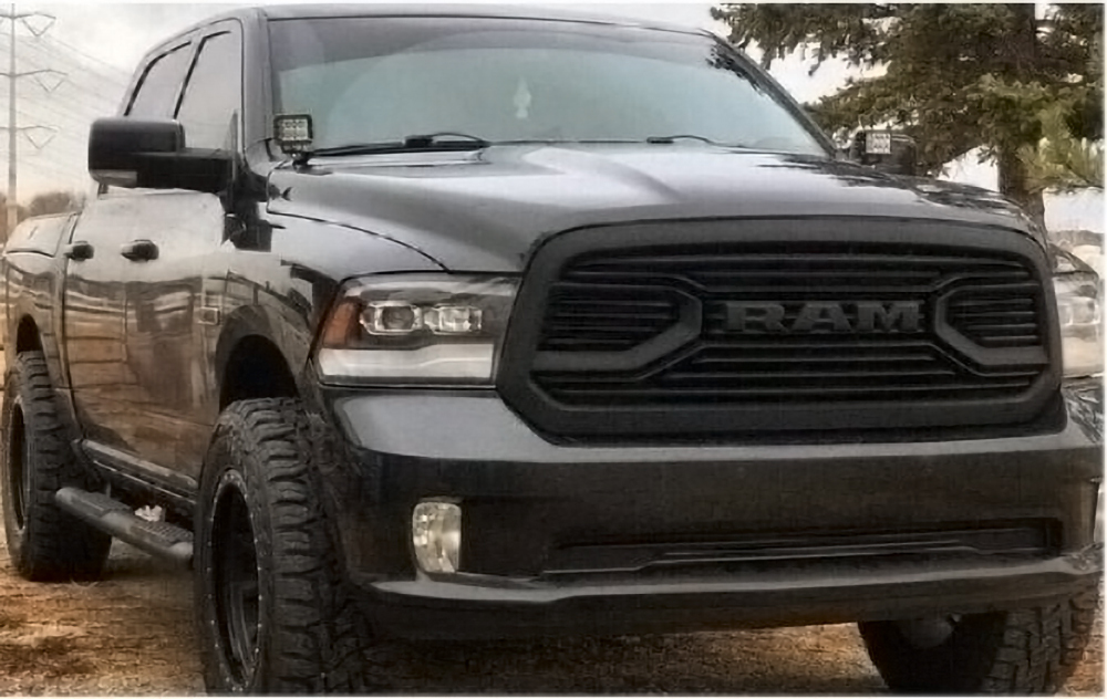 For 2013-2018 Dodge Ram 1500 Grill Big Horn Style Front Grille with Letter Matte Black