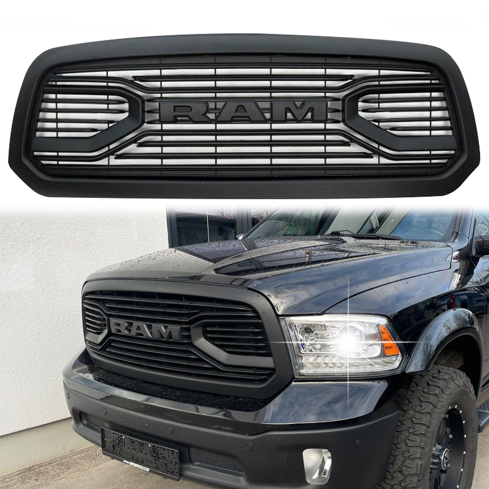 For 2013-2018 Dodge Ram 1500 Grill Big Horn Style Front Grille with Letter Matte Black