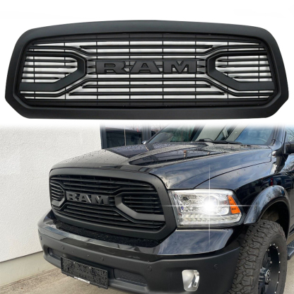 For 2013-2018 Dodge Ram 1500 Grill Big Horn Style Front Grille with Letter Matte Black