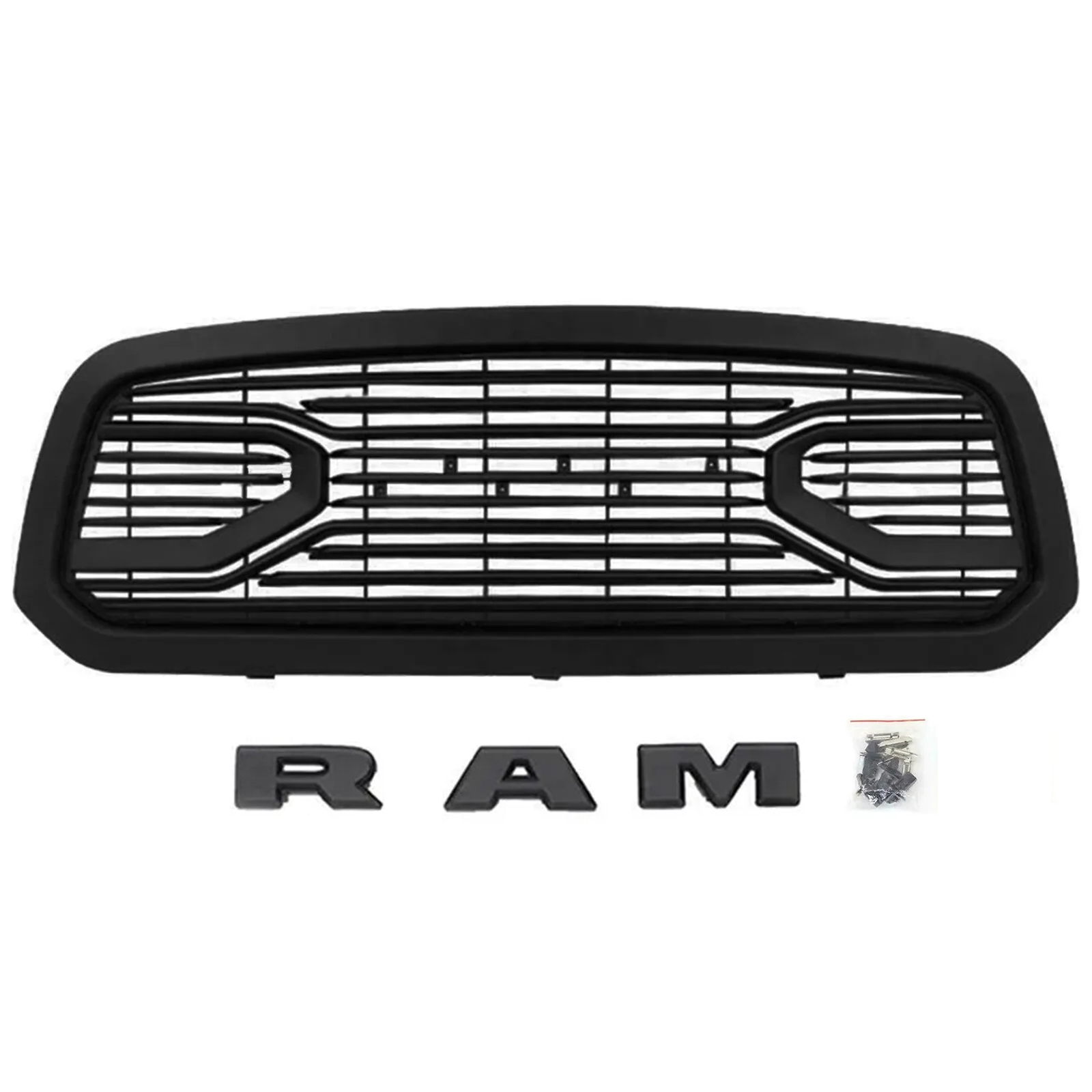 For 2013-2018 Dodge Ram 1500 Grill Big Horn Style Front Grille with Letter Matte Black