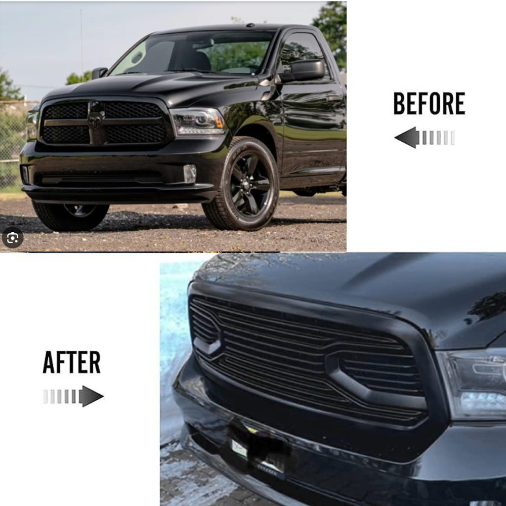 For 2013-2018 Dodge Ram 1500 Grill Big Horn Style Front Grille with Letter Matte Black