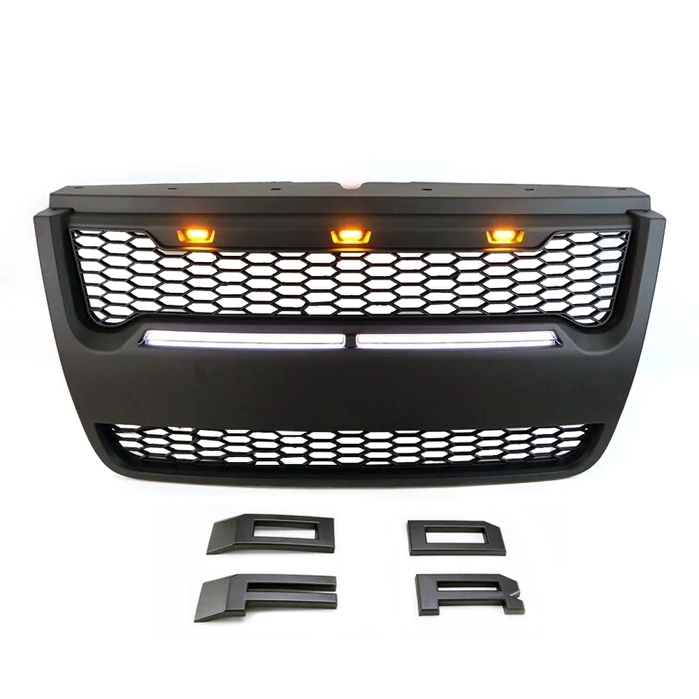 For 2006-2010 Ford Explorer Grill Matte Black Front Grille with LED Light & Letters