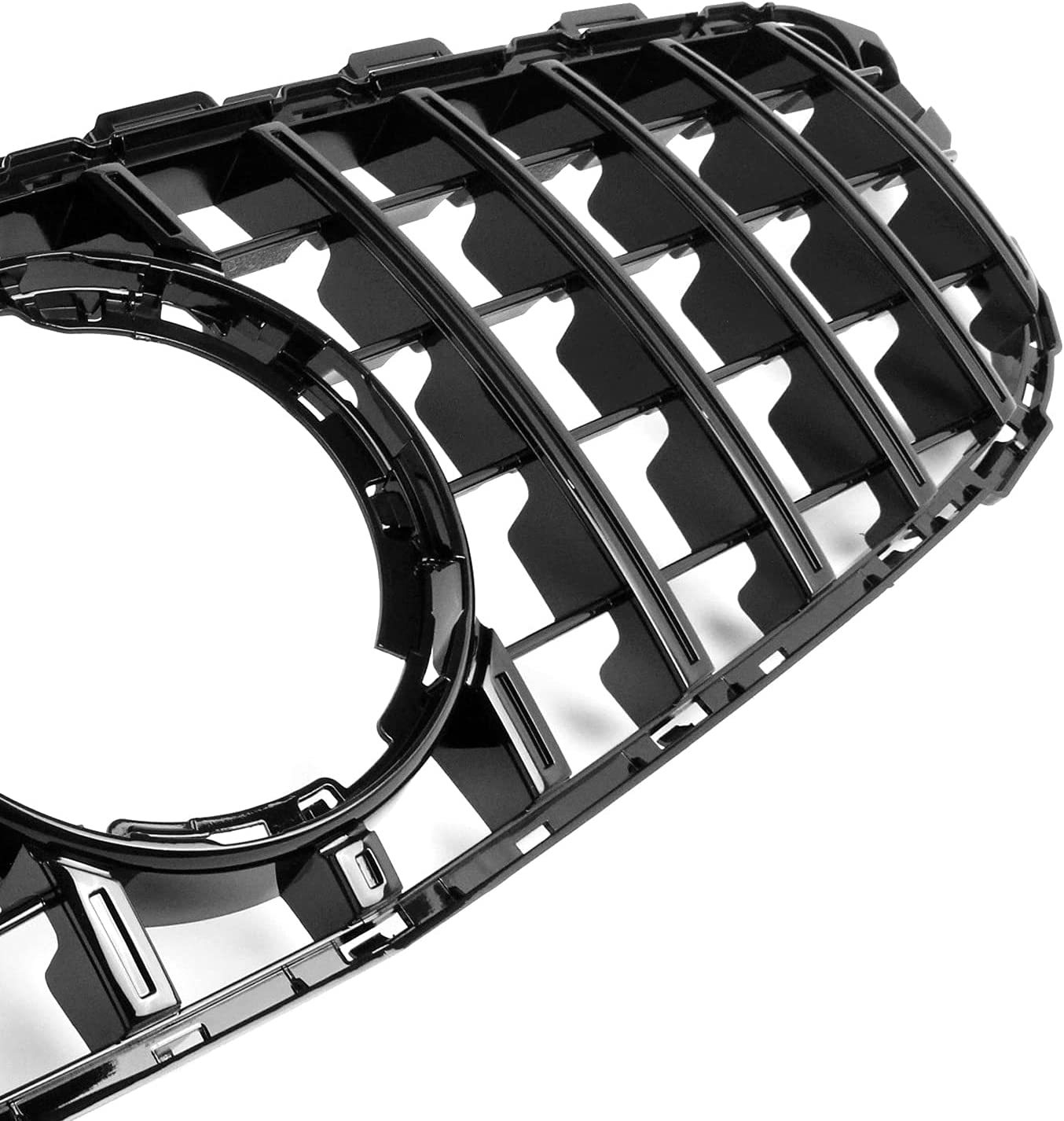 For Mercedes Benz W205 C-Class 2015-2018 Grill GT R Style Front Grille with Emblem Gloss Black