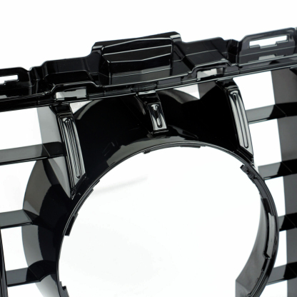 For Mercedes Benz W205 C-Class 2015-2018 Grill GT R Style Front Grille with Emblem Gloss Black