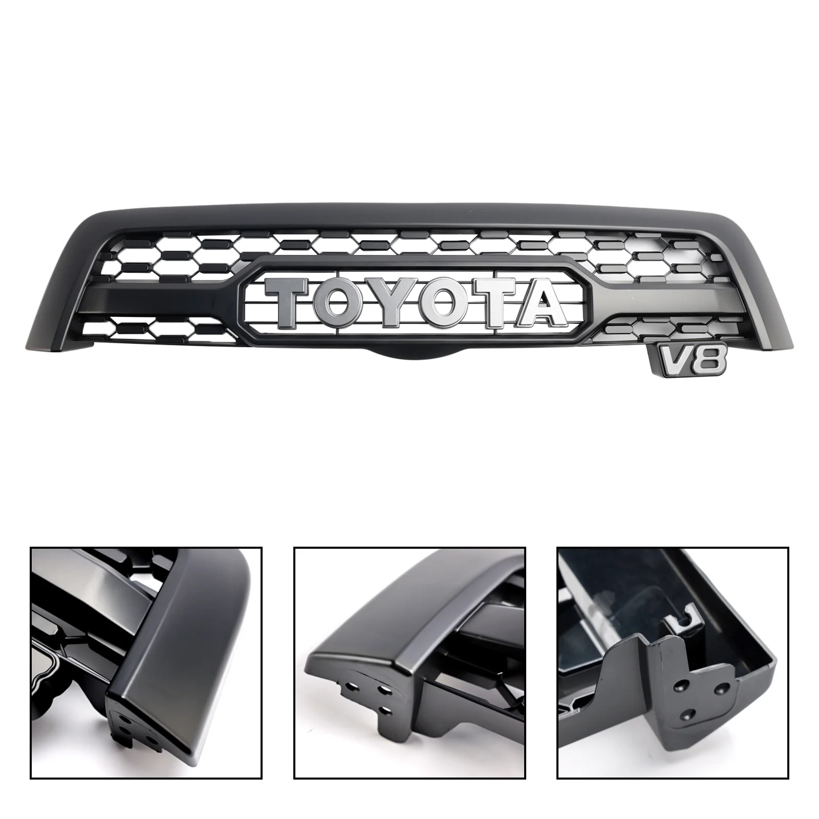 For 2005-2007 Toyota Sequoia Grill Matte Balck Front Grille Mesh with LED Light & Letters