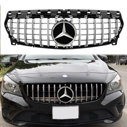 For 2013-2019 Mercedes Benz W117 C117 CLA-Class GT R Front Grill Grille with Emblem Chrome+ Black
