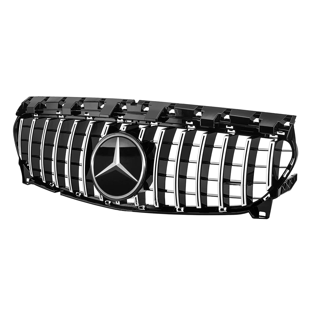 For 2013-2019 Mercedes Benz W117 C117 CLA-Class GT R Front Grill Grille with Emblem Chrome+ Black