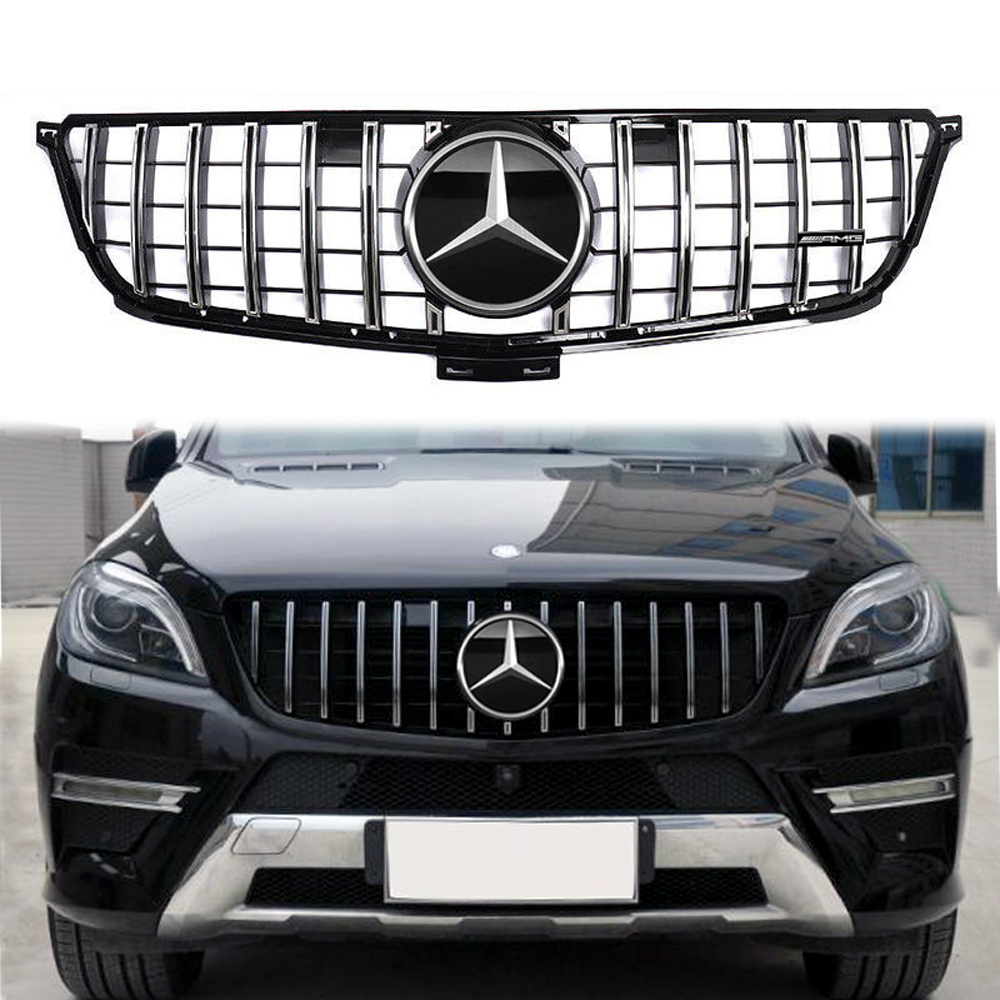 GT Style Front Grille Chrome Black Grill For Mercedes Benz W166 2012-2015 ML-Class ML350 ML400 ML550 ML63AMG