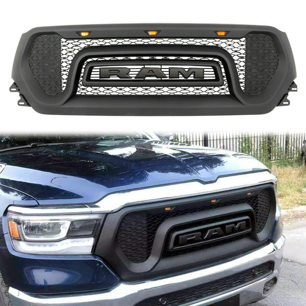 Rebel Style Grill For 2019-2021 Dodge Ram 1500 Front Grille with Light & Letter