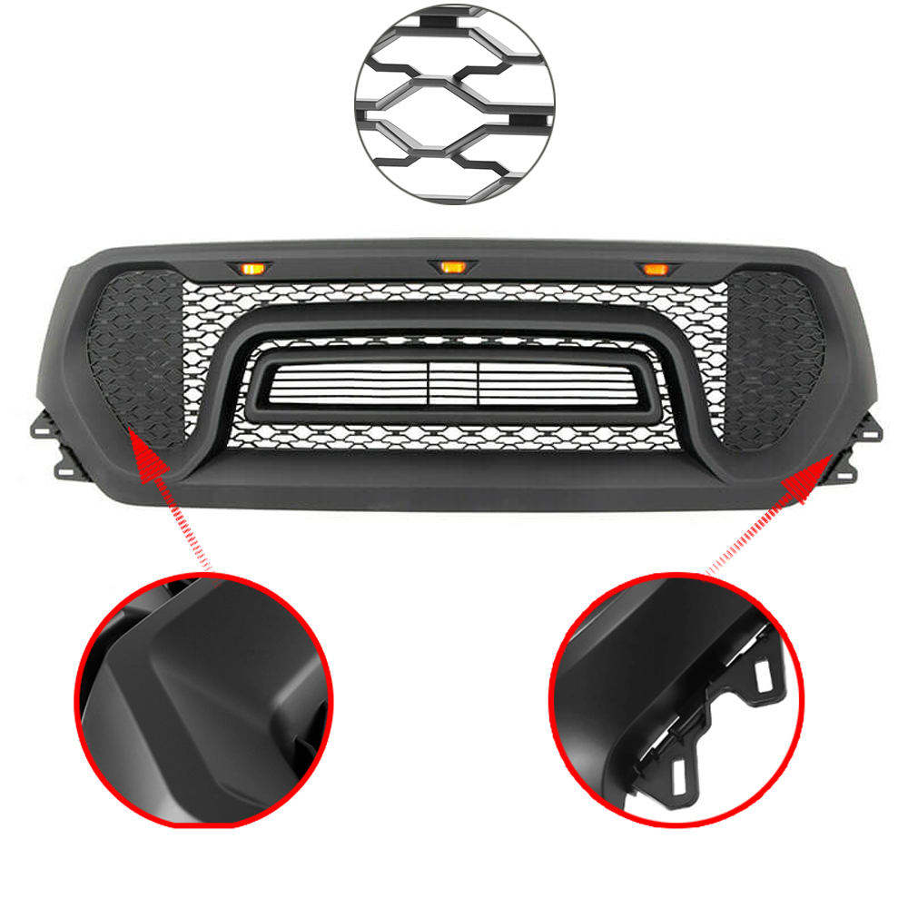 Rebel Style Grill For 2019-2021 Dodge Ram 1500 Front Grille with Light & Letter