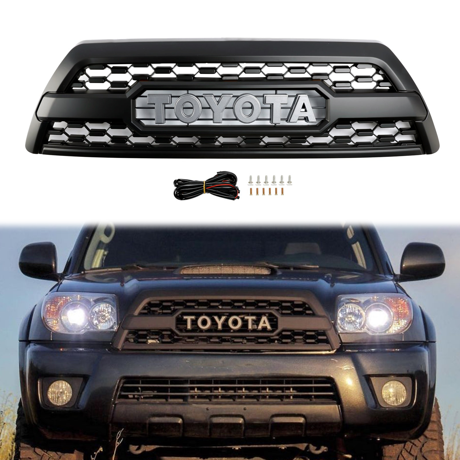 For Toyota 4Runner 2006-2009 TRD PRO Style Front Bumper Grille Grill With Letter
