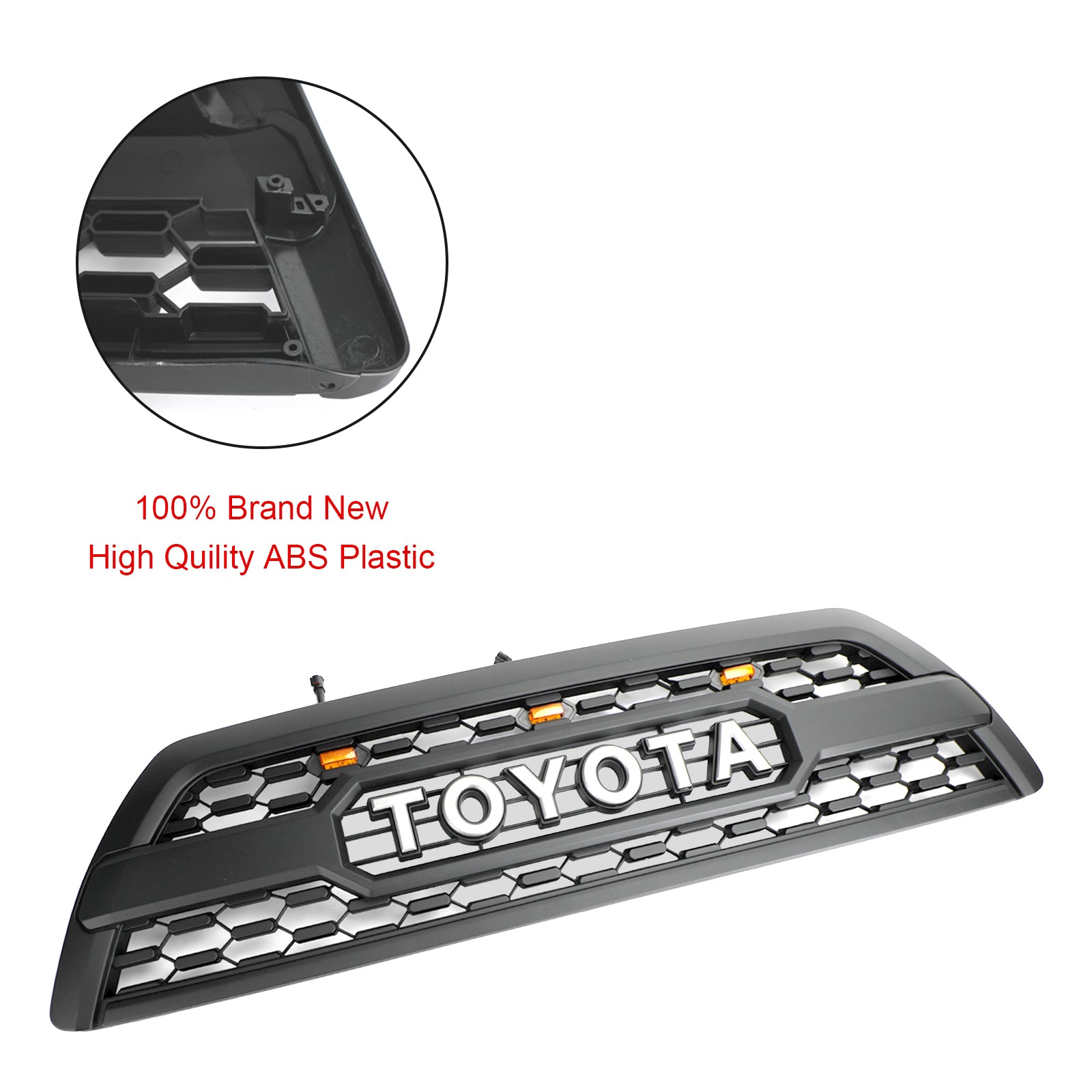 For 2006-2009 Toyota 4Runner Grill Front Grille With Led Light Matte Black