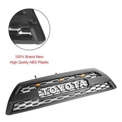 For 2006-2009 Toyota 4Runner Grill Front Grille With Led Light Matte Black
