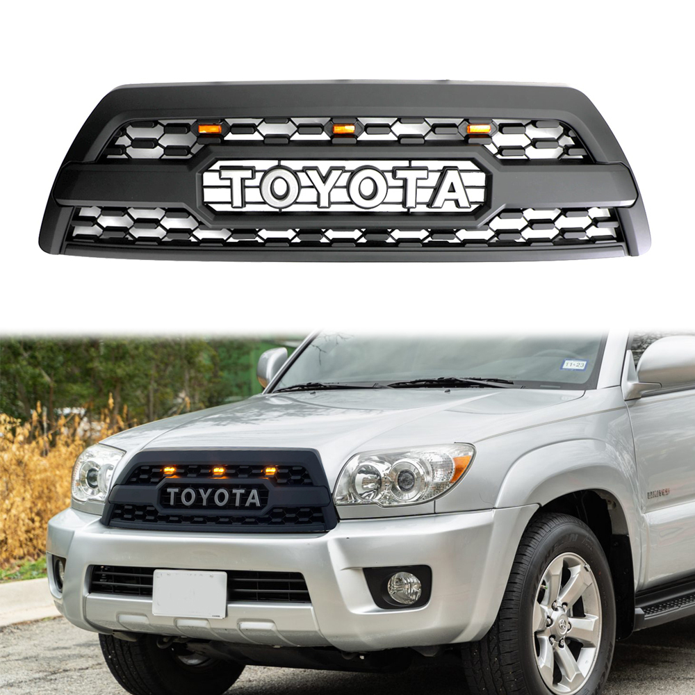 For 2006-2009 Toyota 4Runner Grill Front Grille With Led Light Matte Black
