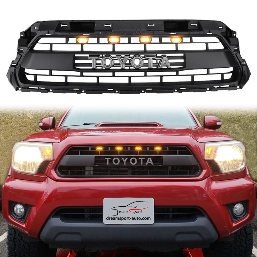For 2012-2015 Toyota Tacoma TRD Pro Grill Front Grille Mesh with LED Light & Letters