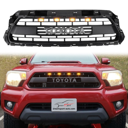 For 2012-2015 Toyota Tacoma TRD Pro Grill Front Grille Mesh with LED Light & Letters