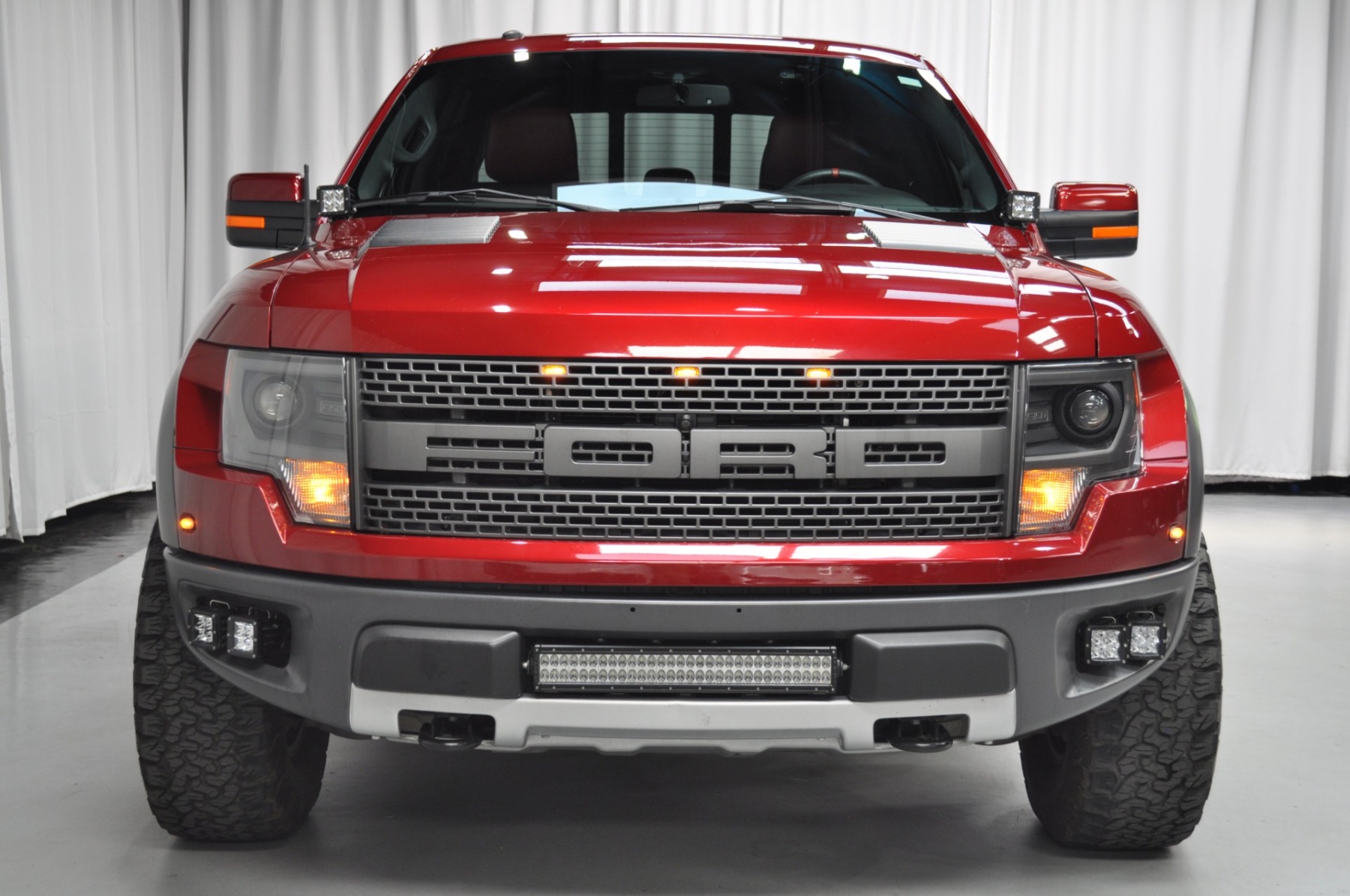 For 2010-2014 Ford F150 SVT Raptor Grill Black Pearl Front Grille with Amber LED Light