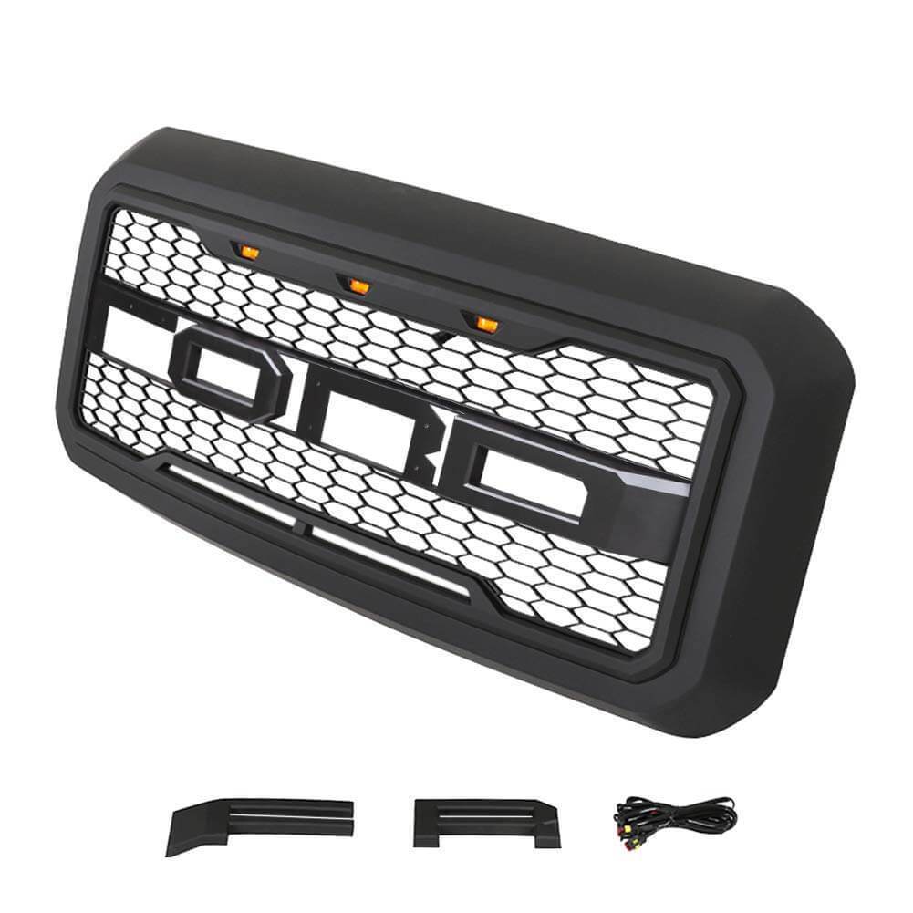 Front Bumper Grille for Ford 2005-2007 F250 Super Duty Raptor Style Grill With LED Light