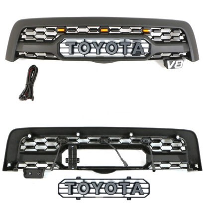 For 2005-2007 Toyota Sequoia Grill Matte Balck Front Grille Mesh with LED Light & Letters
