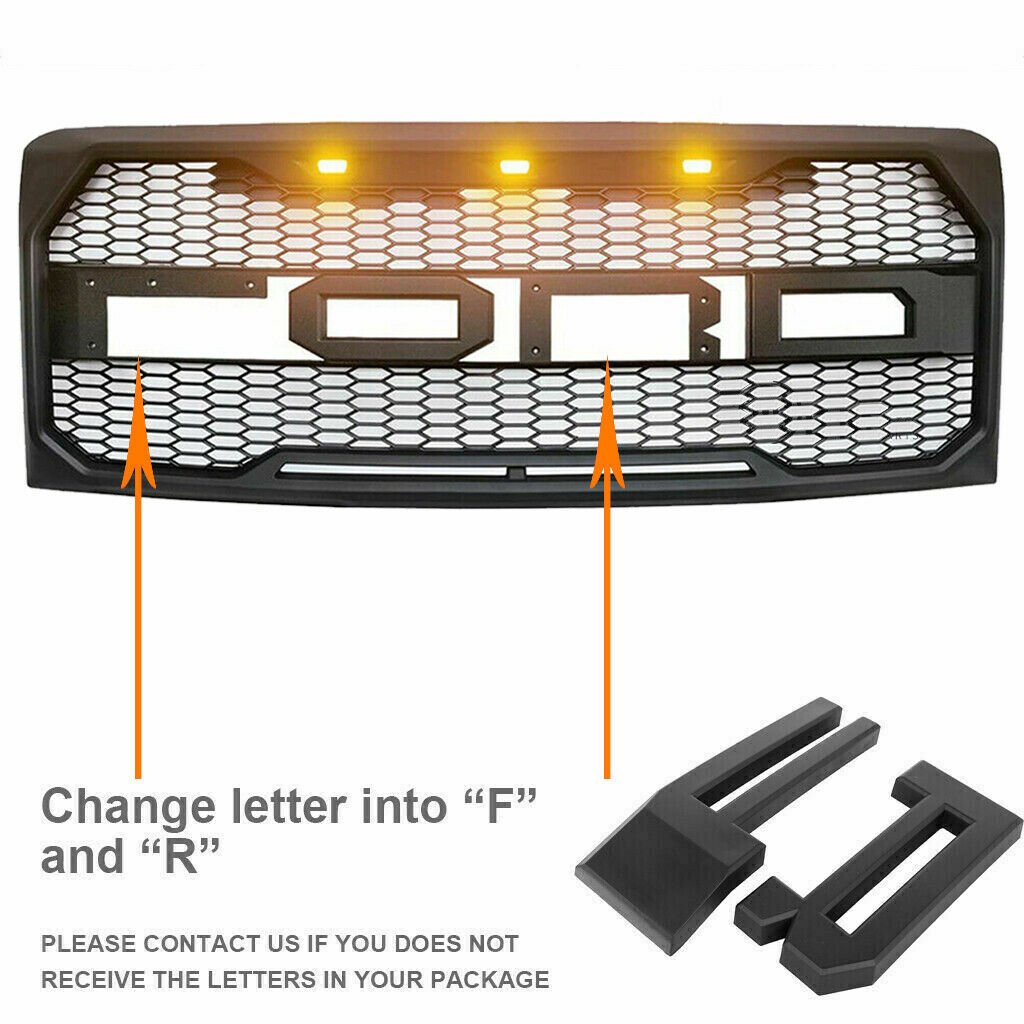 Raptor Style Front Grill Matte Black Grille for 2009-2014 F150 F-150