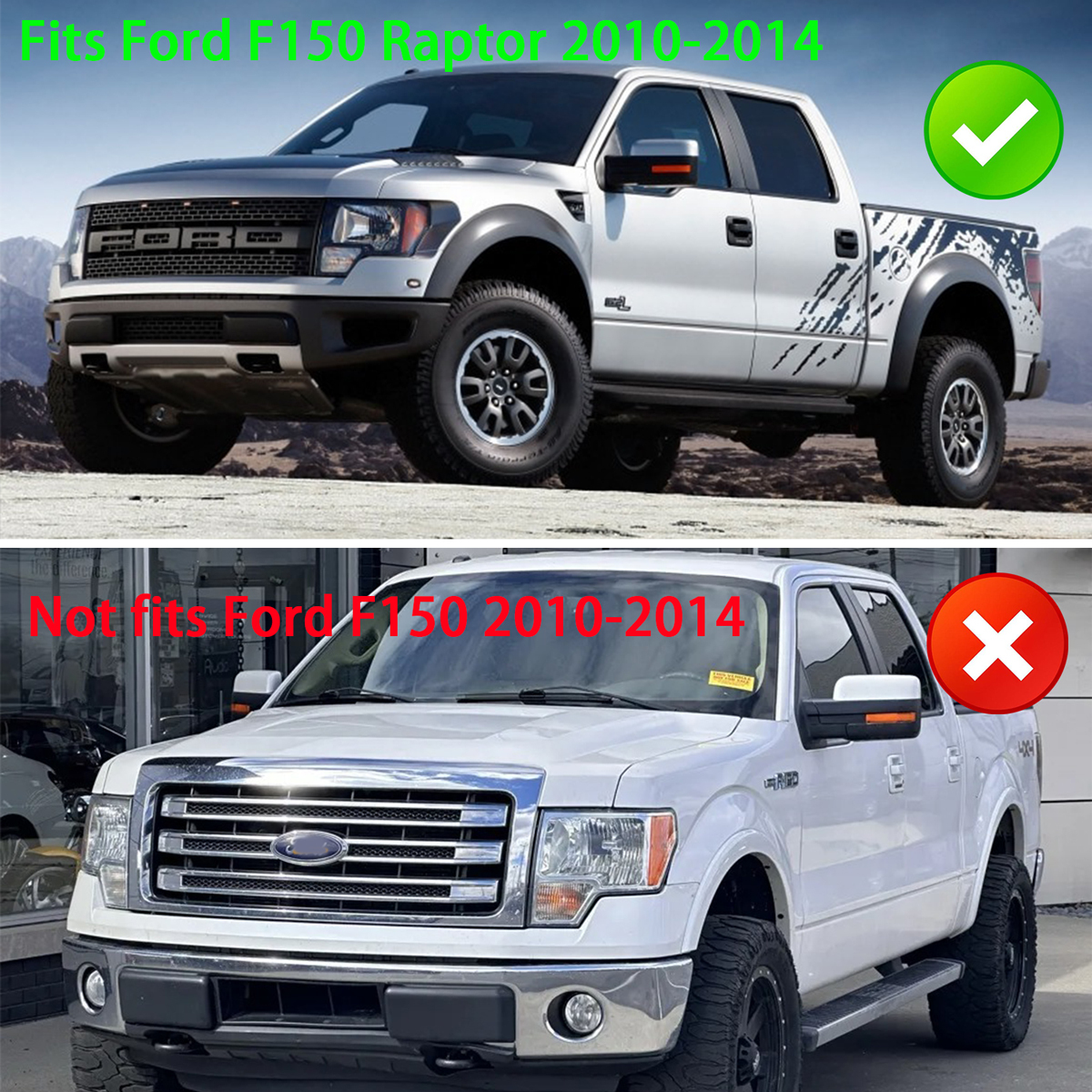 For 2010-2014 Ford F150 SVT Raptor Grill Black Pearl Front Grille with Amber LED Light