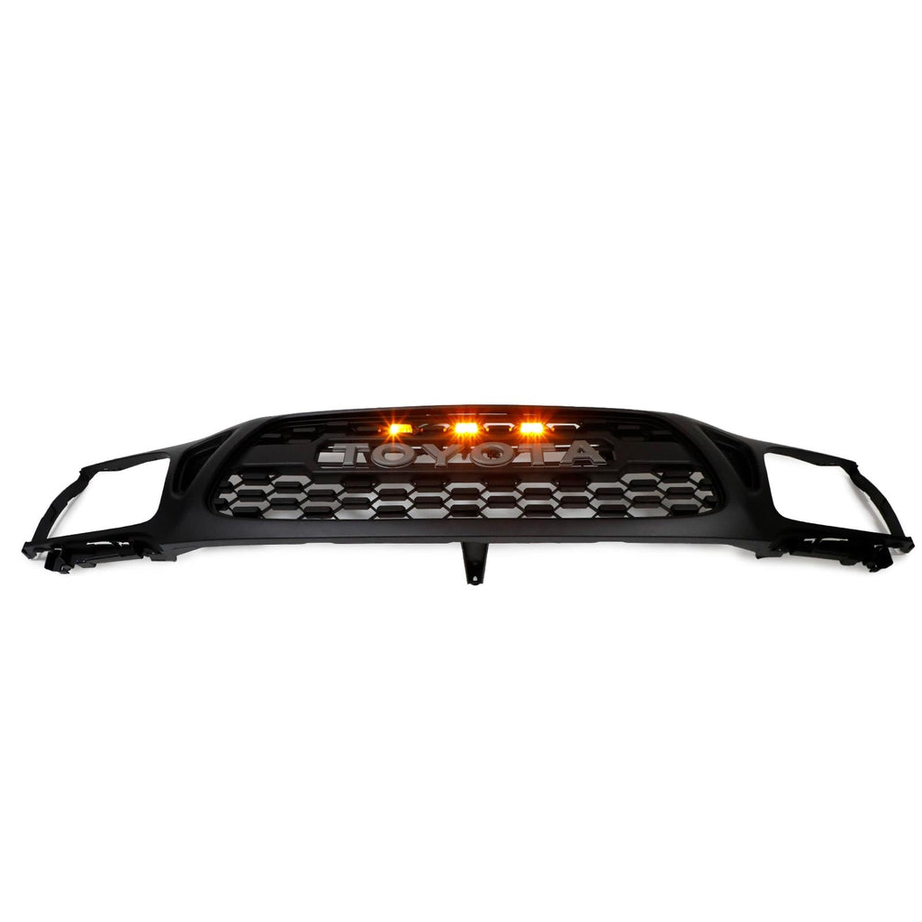 For 2001-2004 Toyota Tacoma Front Grill Grille With LED Light & Letter Matte Black