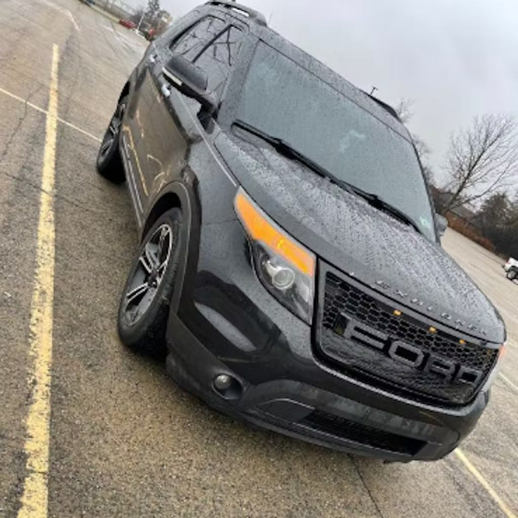 Grill for 2012 2013 2014 2015 Ford Explorer Front Bumper Grille with LED Matte Black