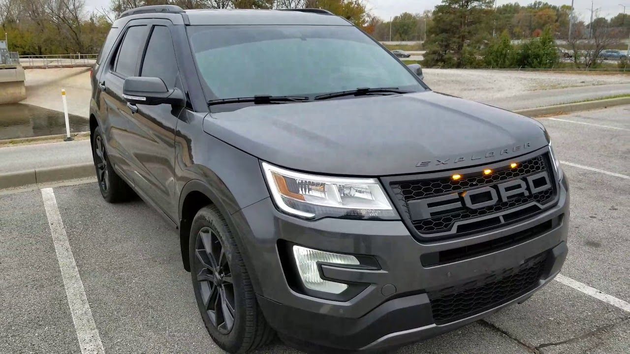For 2016-2017 Ford Explorer Grill Raptor Style Front Grille With LED Lights Matte Black