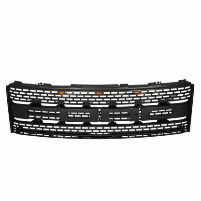 For 2010-2014 Ford F150 SVT Raptor Grill Black Pearl Front Grille with Amber LED Light