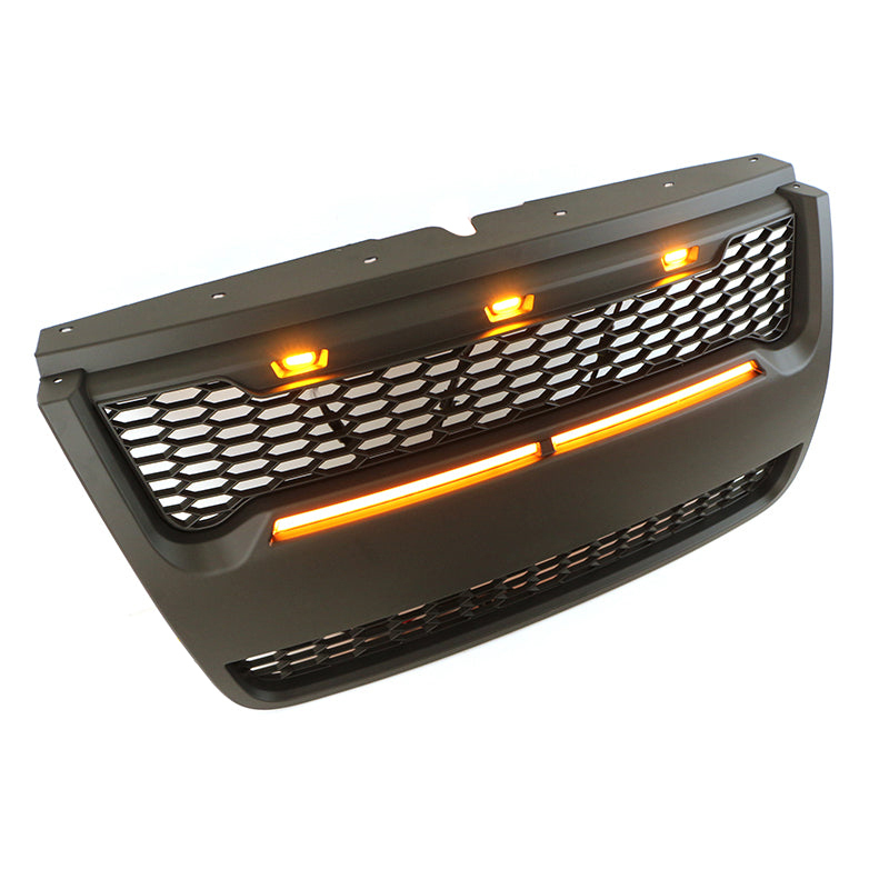 For 2006-2010 Ford Explorer Grill Matte Black Front Grille with LED Light & Letters