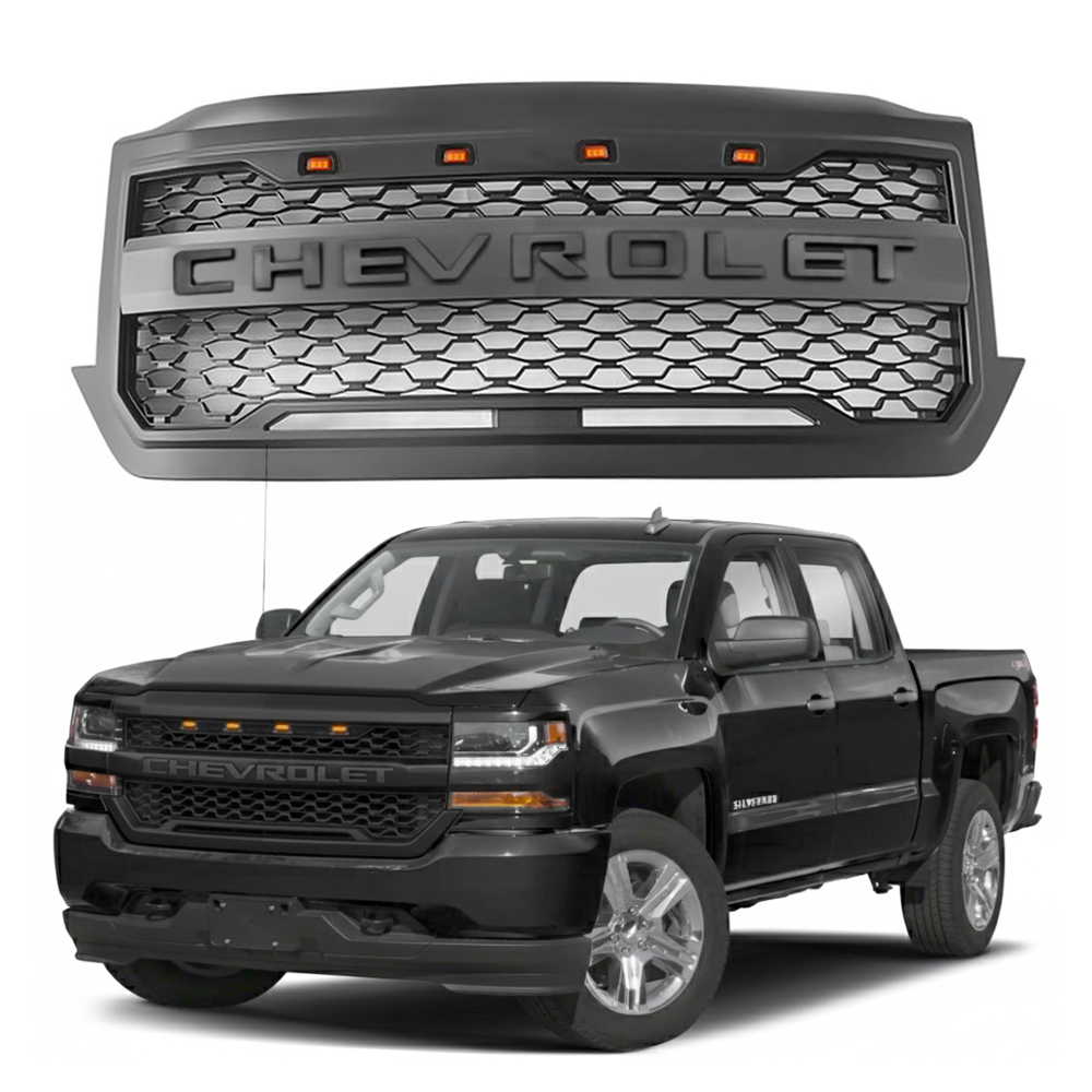 Black Friday Sale Grille For 2016-2018 Chevrolet Silverado 1500 Front Grill with LED Light Matte Black