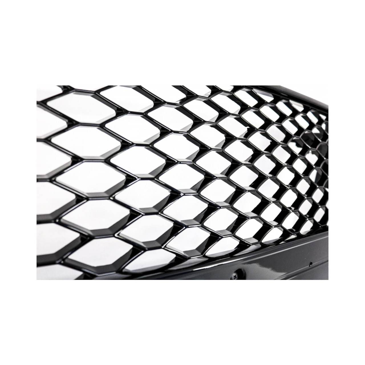 For 2007-2011 Audi A5 S5 8T Front Main Grille Gloss Black Honeycomb RS Style Grill with Emblem