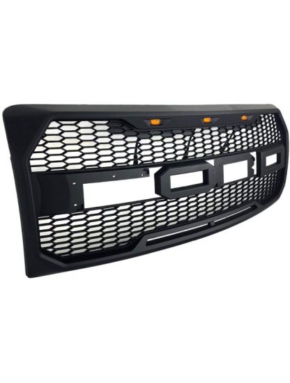 Raptor Style Front Grill Matte Black Grille for 2009-2014 F150 F-150 