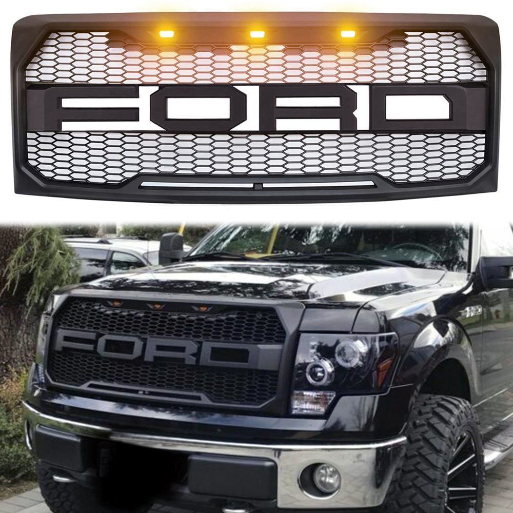 Black Friday Sale Front Grill For 2009-2014 Ford F150 F-150 Raptor Style Grille with Light Matte Black 