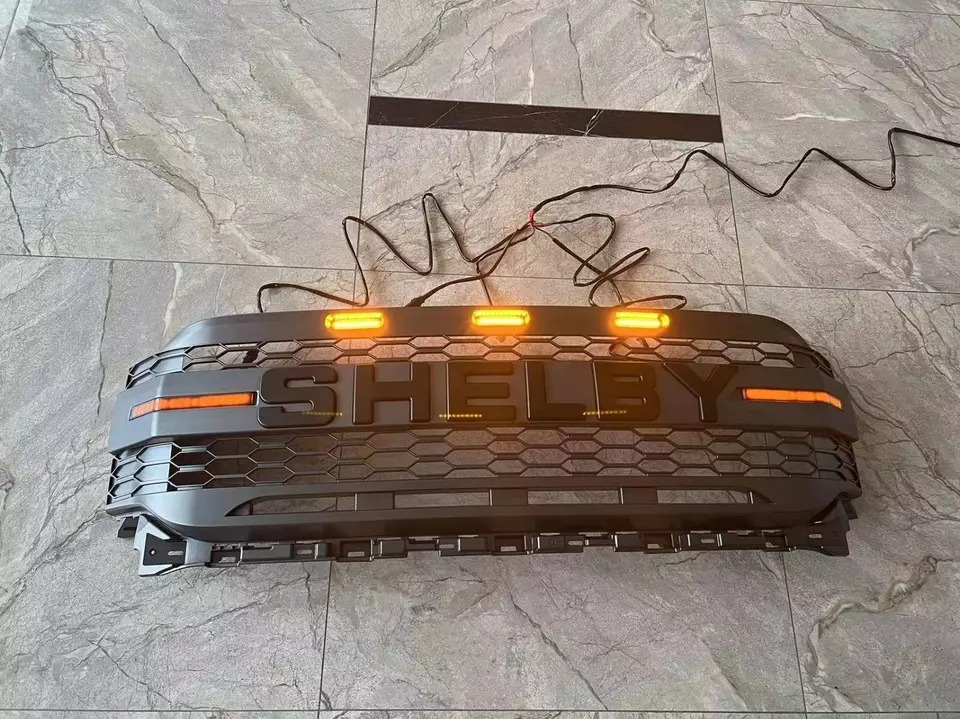 Front Grille For 2021-2023 Ford F150 Grill SHELBY Style Mesh With LED Light & Letter