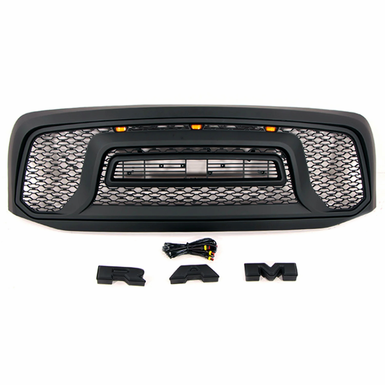 For 2006-2008 Dodge RAM 1500 Grill Front Rebel Style Grille Matte Black with Light