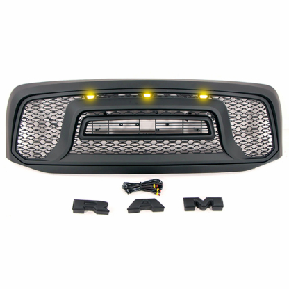 For 2006-2008 Dodge RAM 1500 Grill Front Rebel Style Grille Matte Black with Light
