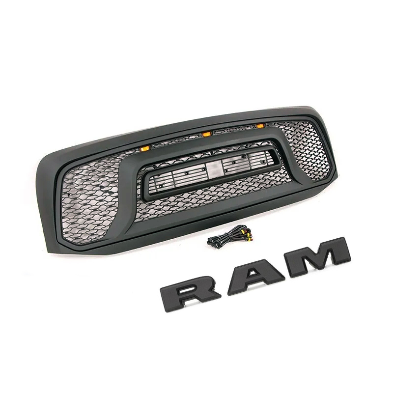 For 2006-2008 Dodge RAM 1500 Grill Front Rebel Style Grille Matte Black with Light