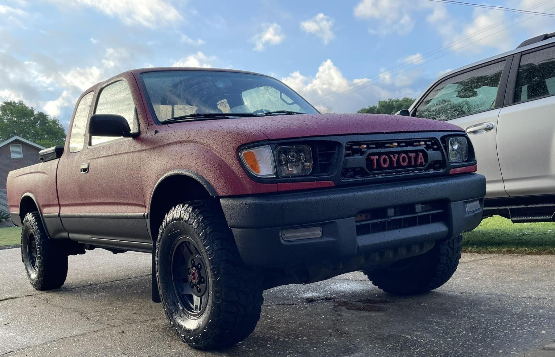For 1995 1996 Toyota Tacoma Front Grill Upper Grille With Letters Matte Black