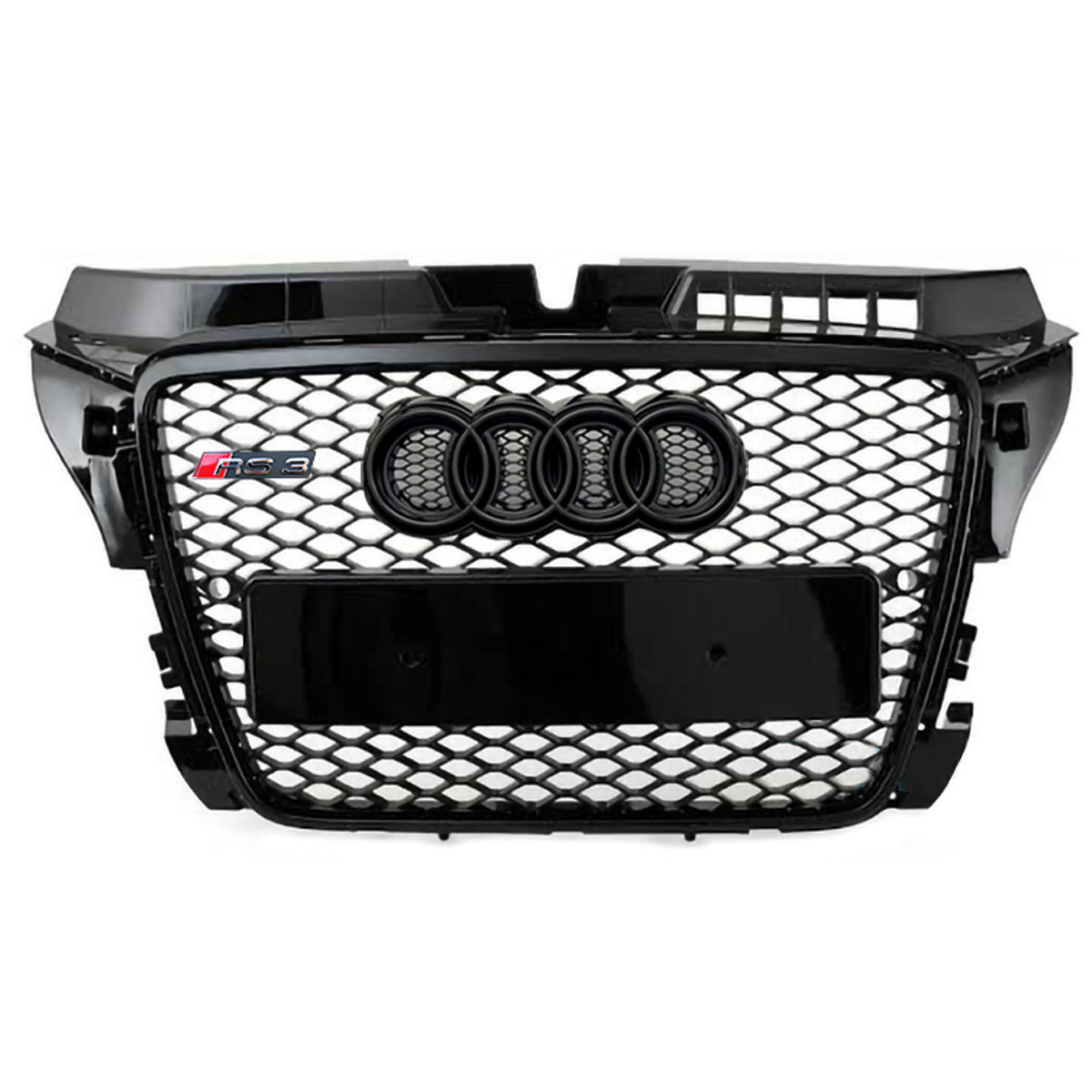 For 2008-2012 Audi A3 8P S3 RS Style Grill Gloss Black Honeycomb Mesh Front Bumper Grille
