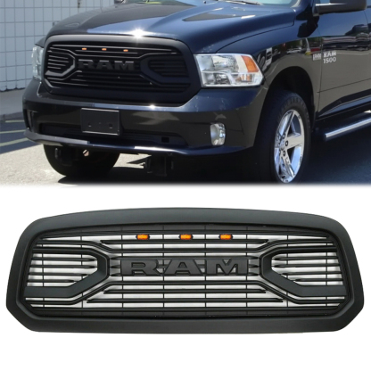 Black Friday Sale Front Grille For 2013-2018 Dodge Ram 1500 Grill Big Horn Style Mesh with LED Light Matte Black