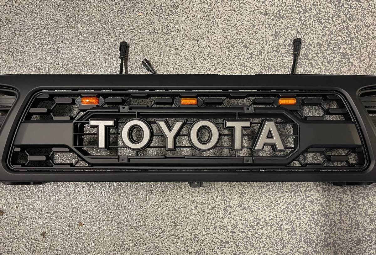 Front Grill For Toyota Tacoma 1995-1996 Grille With LED Light & Letter Matte Black