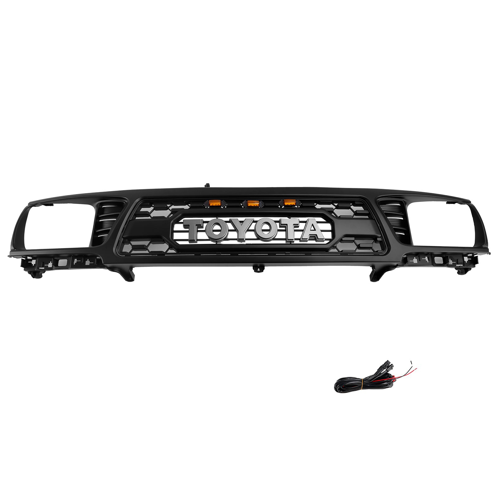Front Grill For Toyota Tacoma 1995-1996 Grille With LED Light & Letter Matte Black