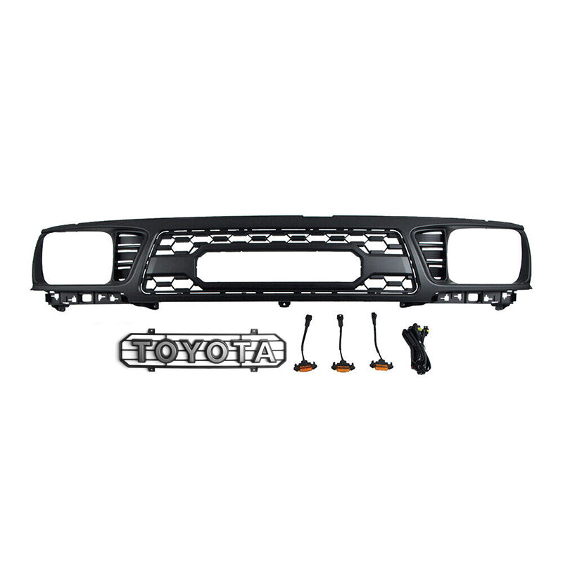 Front Grill For Toyota Tacoma 1995-1996 Grille With LED Light & Letter Matte Black