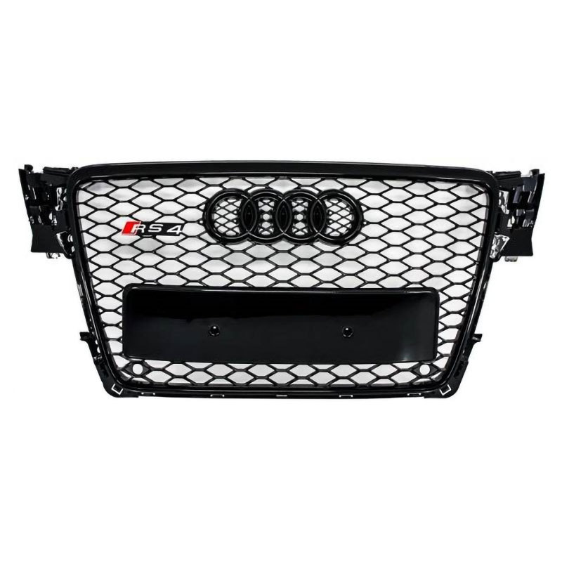 for audi A4 S4 B8 2008-2012 RS Style Honeycomb Front Bumper Grill Grille Gloss Black