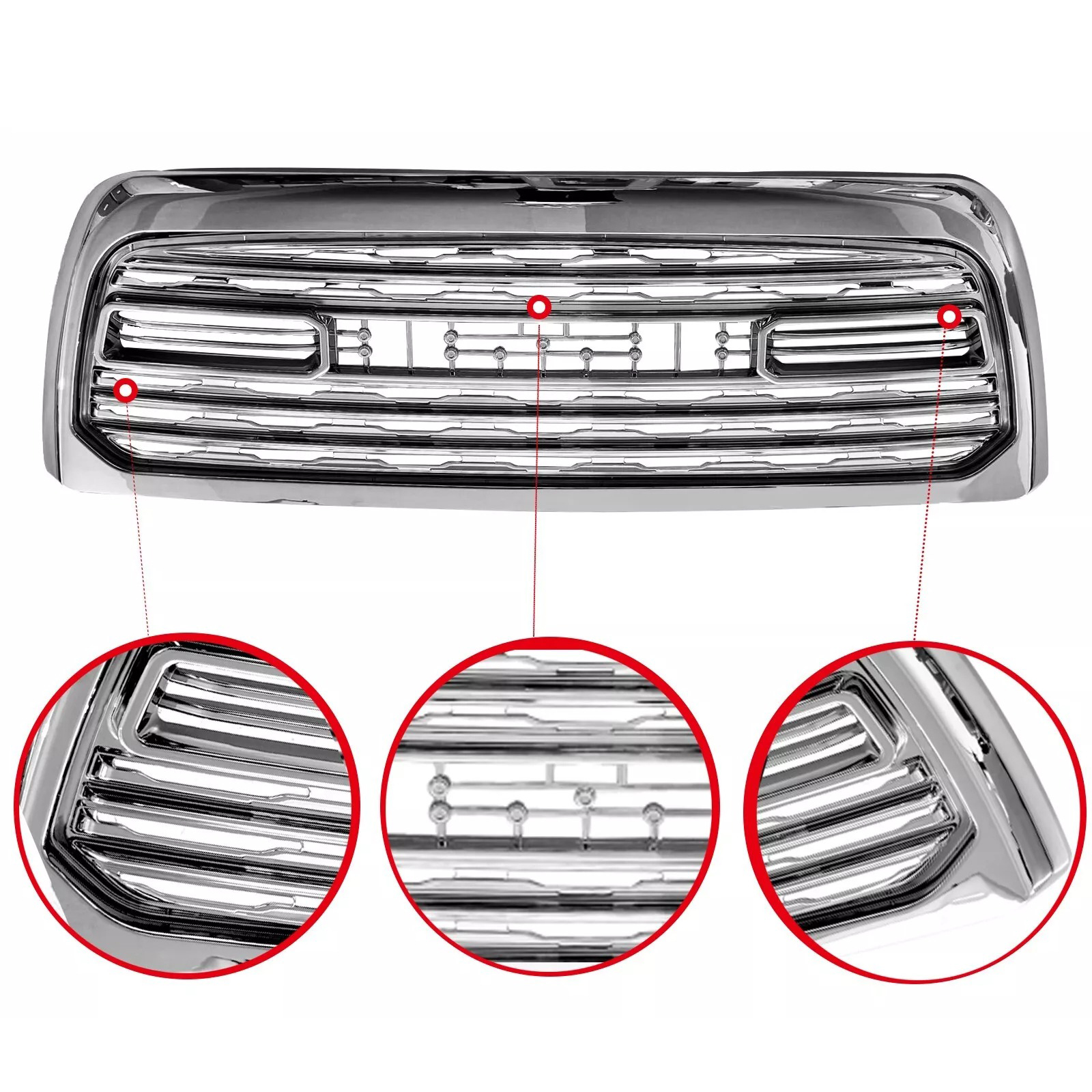 Chrome Front Grill For 2013-2018 Dodge Ram 2500 3500 Grille LTD Style Mesh with Letter