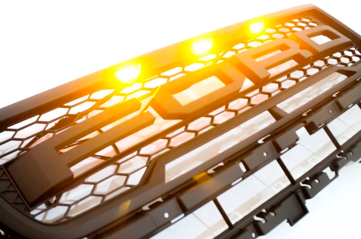 For 2016-2017 Ford Explorer Grill Raptor Style Front Grille With LED Lights Matte Black
