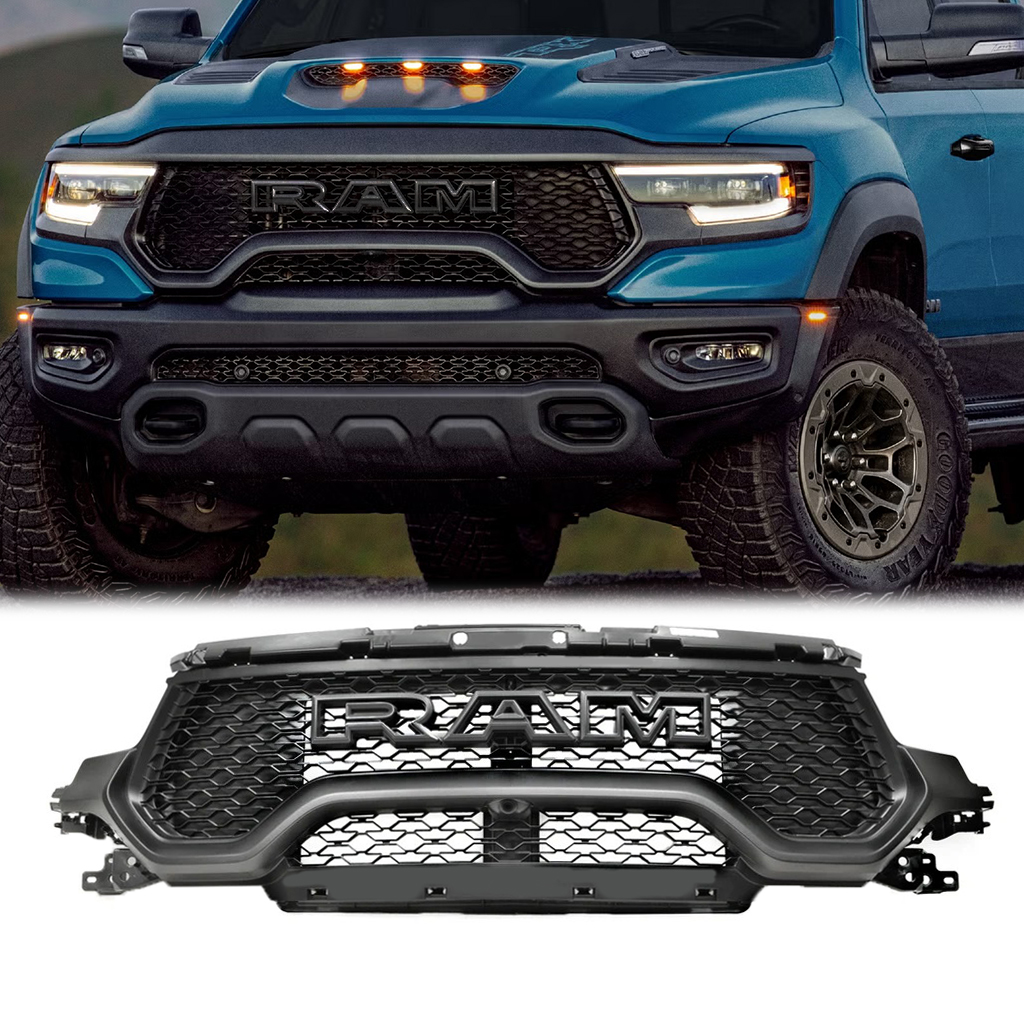 For 2021-2024 Dodge Ram 1500 Trx Front Upper Grille Grill Matte Black