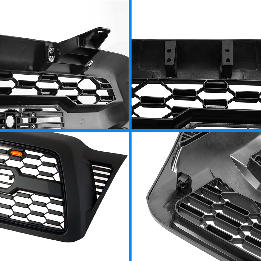 For 2005-2011 Toyota Tacoma Trd Pro Front Grill Grille with LED Light Matte Black