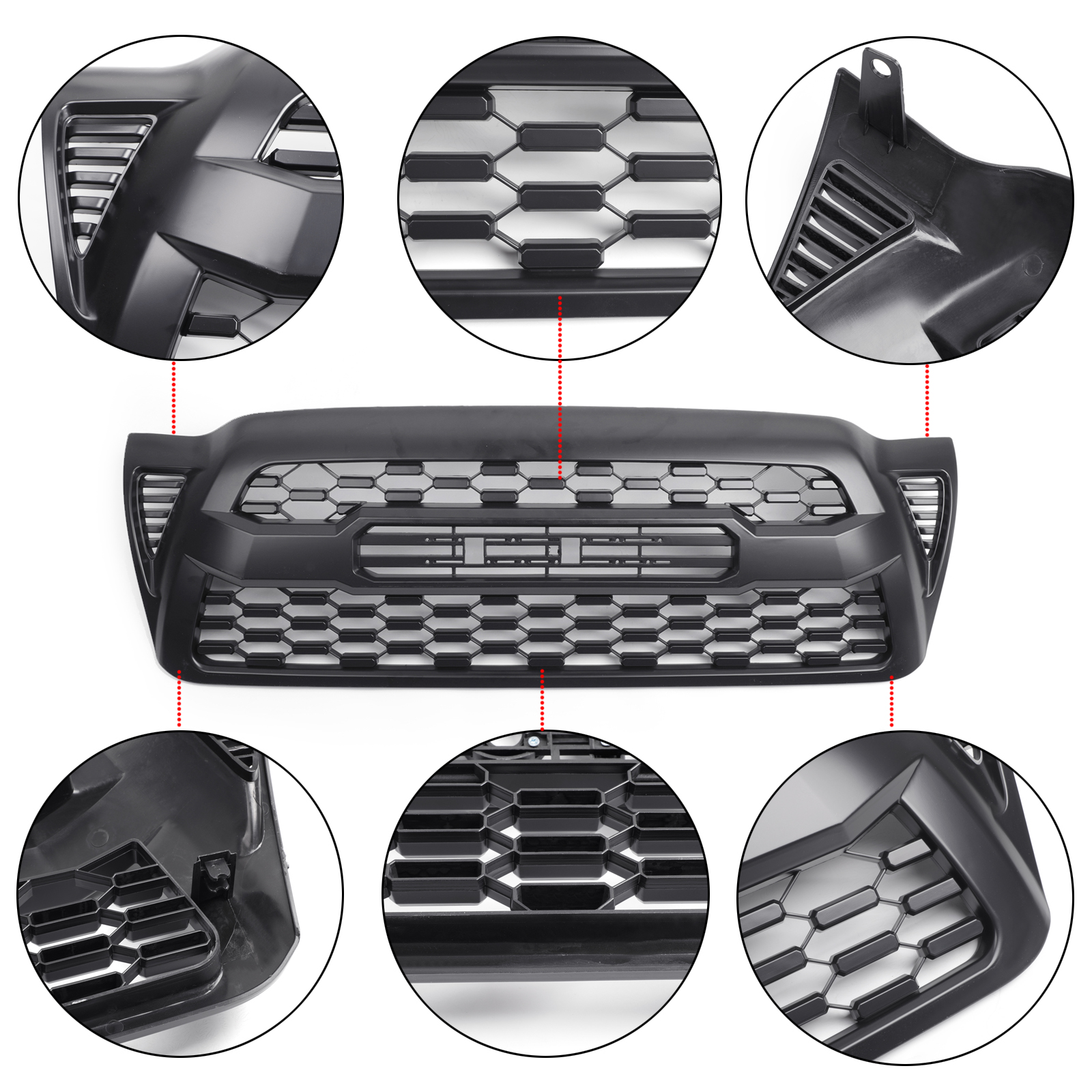 For 2005-2011 Toyota Tacoma Trd Pro Front Grill Grille with LED Light Matte Black